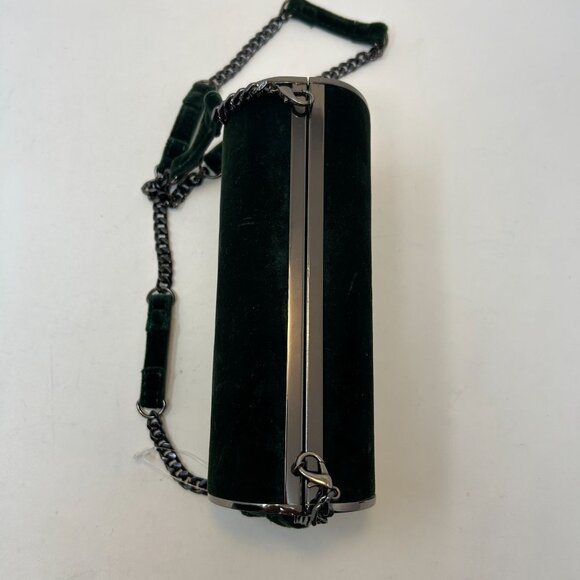Topshop Velvet Cylinder Evening Bag Crossbody Tube Clutch w/ Chain Strap - Picture 8 of 14